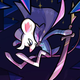 A mouse in a cape wielding a sword leaps into the jaws of a beast.